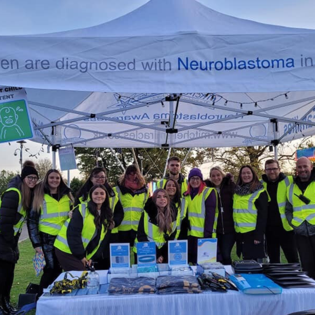 Volunteers and staff at a fireworks fundraising event in Essex_Mitchell's Miracles_Neuroblastoma childhood cancer_supporting families in Essex and across the UK