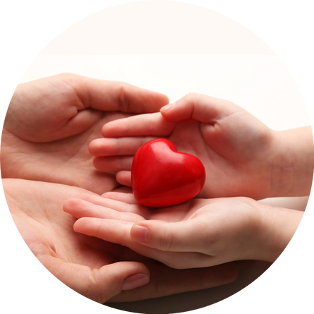 How we support you_emotional support_close up hands holding red heart_Mitchells Miracles_Neuroblastoma childrens cancer charity for the UK